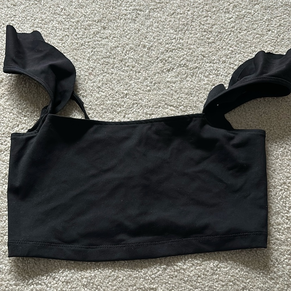 Black free people ruffle sleeve tank